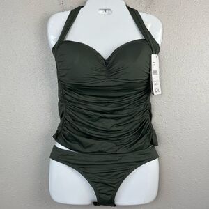 NWT La Blanche Green Two Piece Swimsuit Size 8